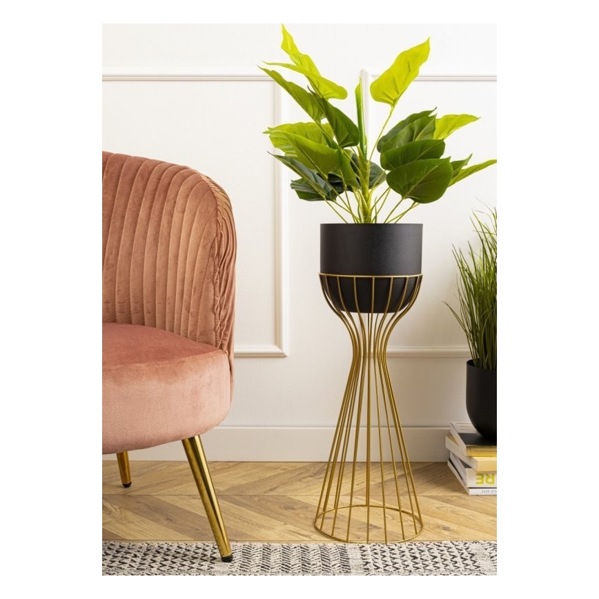 Metallist lillepott LOFT 56x20 cm kuldne/must