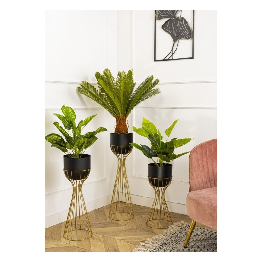 Metallist lillepott LOFT 56x20 cm kuldne/must