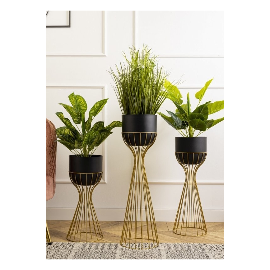 Metallist lillepott LOFT 56x20 cm kuldne/must