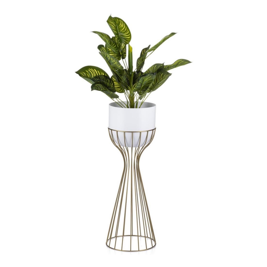 Metallist lillepott LOFT 56x20 cm kuldne/valge