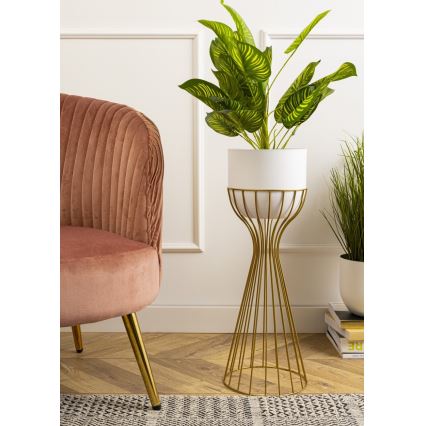Metallist lillepott LOFT 56x20 cm kuldne/valge