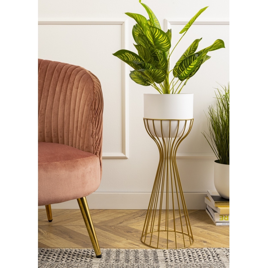 Metallist lillepott LOFT 56x20 cm kuldne/valge