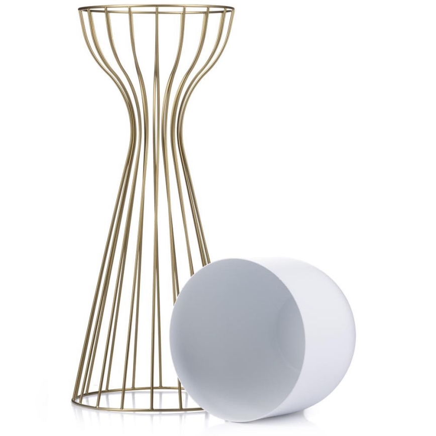 Metallist lillepott LOFT 56x20 cm kuldne/valge