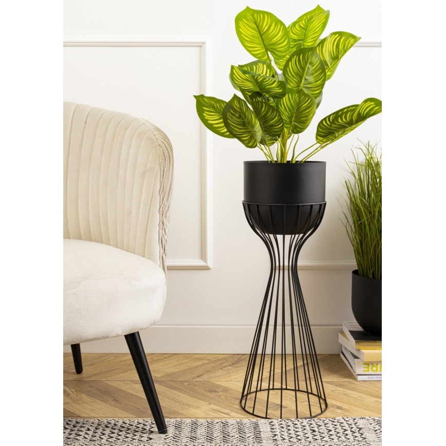 Metallist lillepott LOFT 56x20 cm must