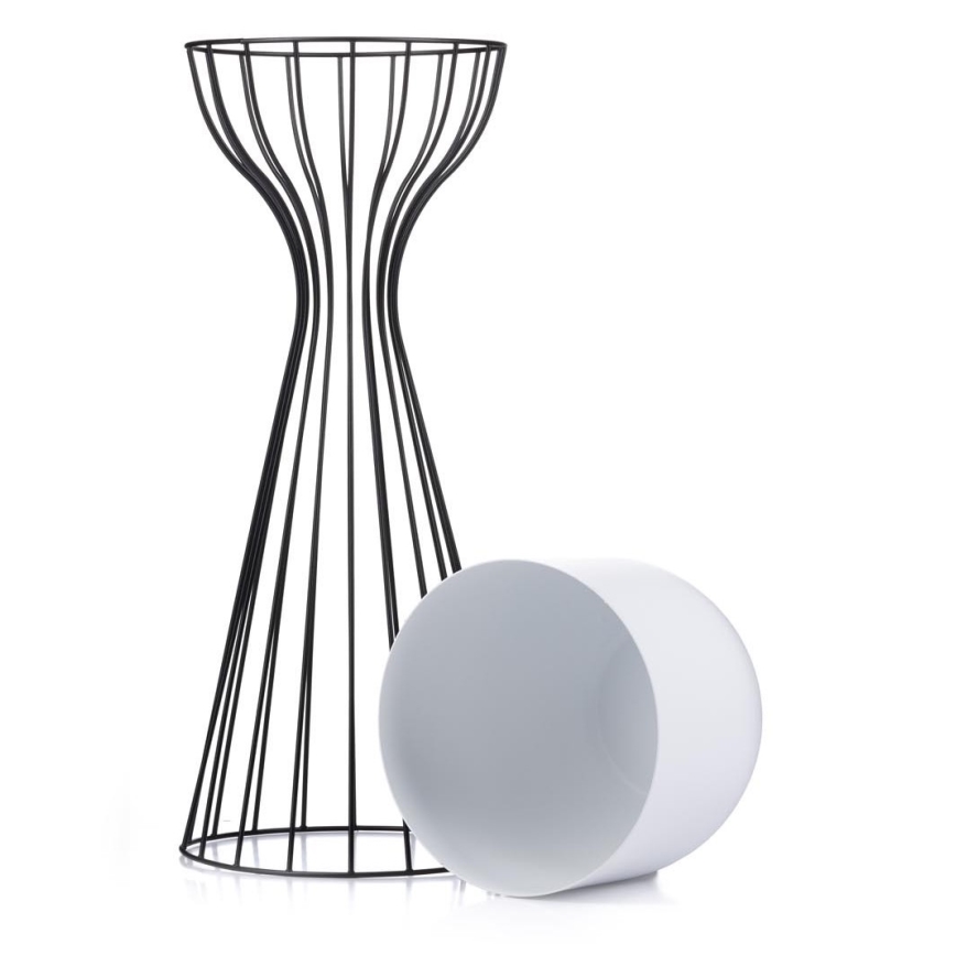Metallist lillepott LOFT 56x20 cm must/valge