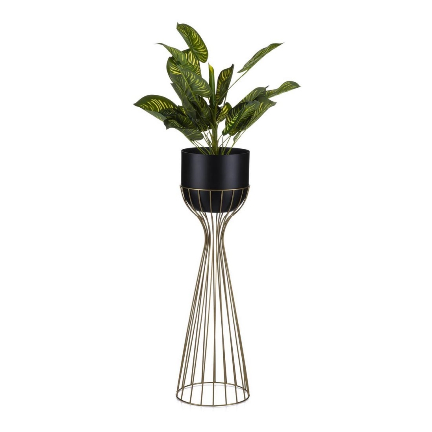 Metallist lillepott LOFT 68x20 cm kuldne/must