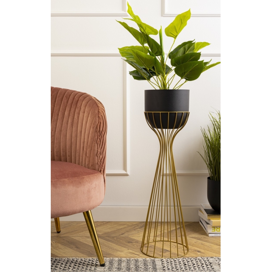 Metallist lillepott LOFT 68x20 cm kuldne/must