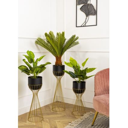 Metallist lillepott LOFT 68x20 cm kuldne/must