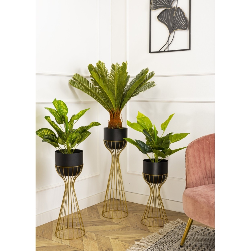 Metallist lillepott LOFT 68x20 cm kuldne/must