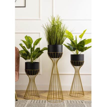 Metallist lillepott LOFT 68x20 cm kuldne/must
