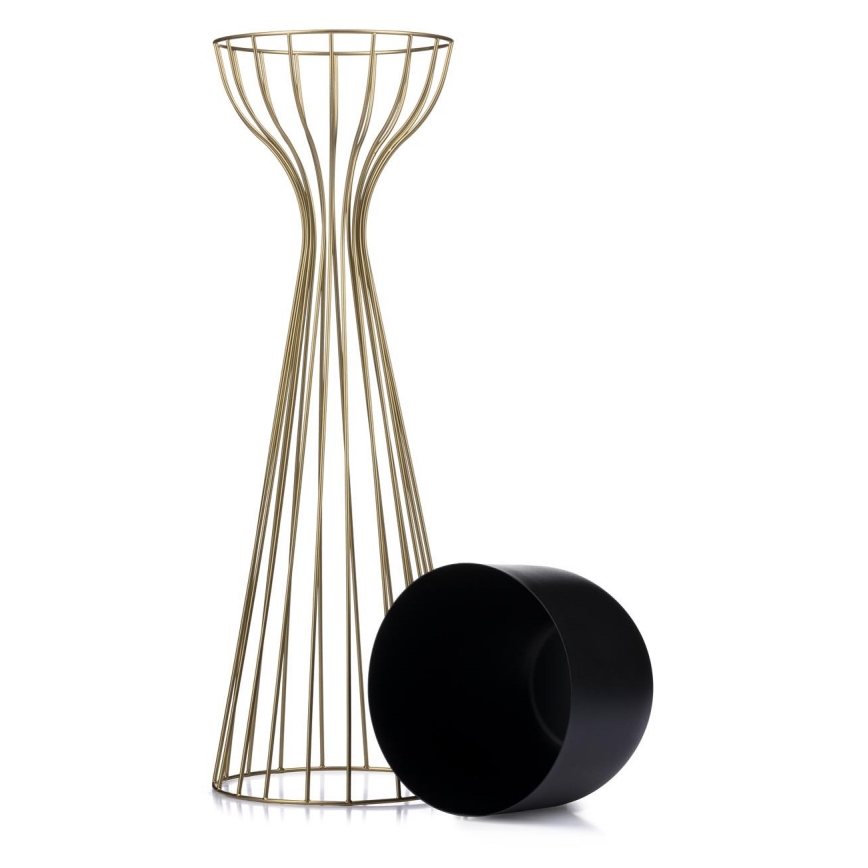 Metallist lillepott LOFT 68x20 cm kuldne/must