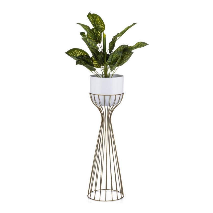 Metallist lillepott LOFT 68x20 cm kuldne/valge