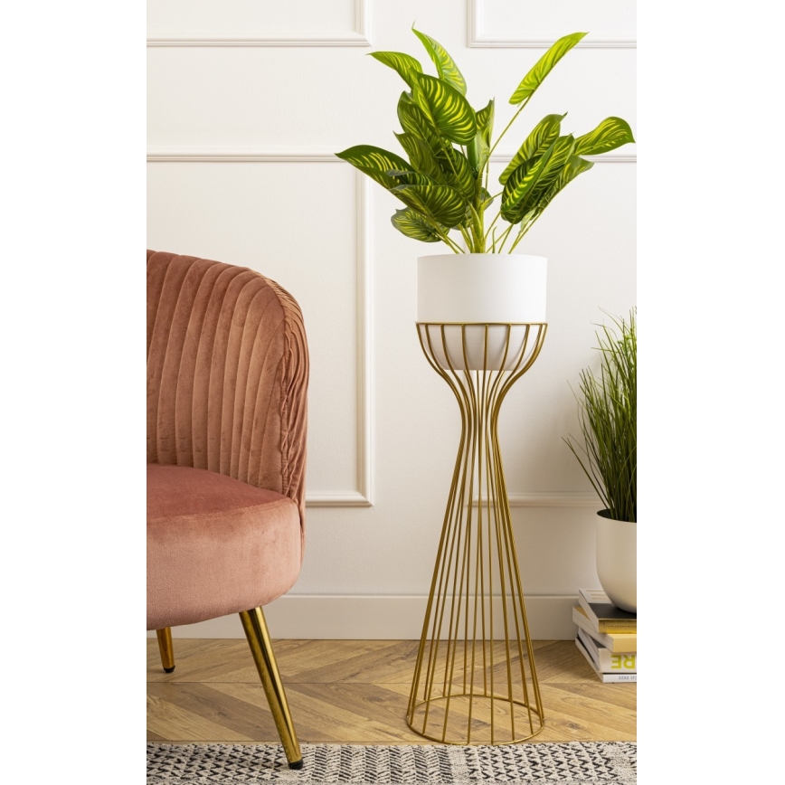 Metallist lillepott LOFT 68x20 cm kuldne/valge