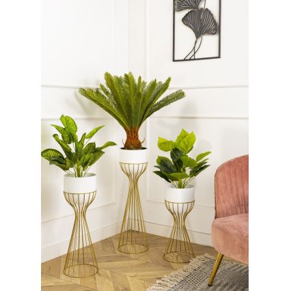 Metallist lillepott LOFT 68x20 cm kuldne/valge