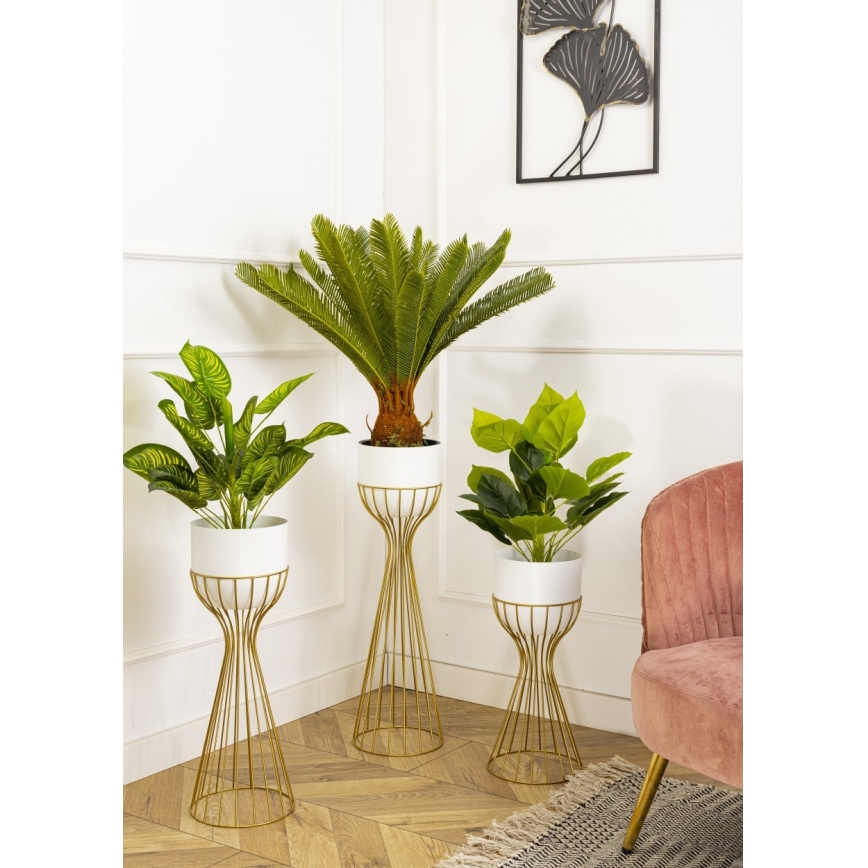 Metallist lillepott LOFT 68x20 cm kuldne/valge