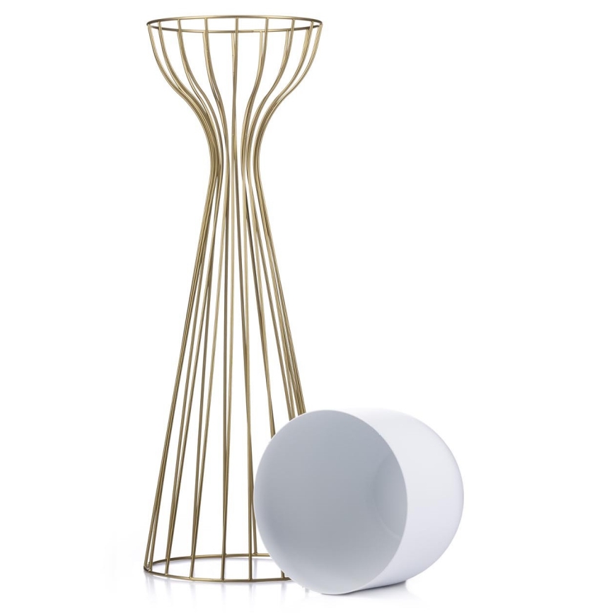Metallist lillepott LOFT 68x20 cm kuldne/valge