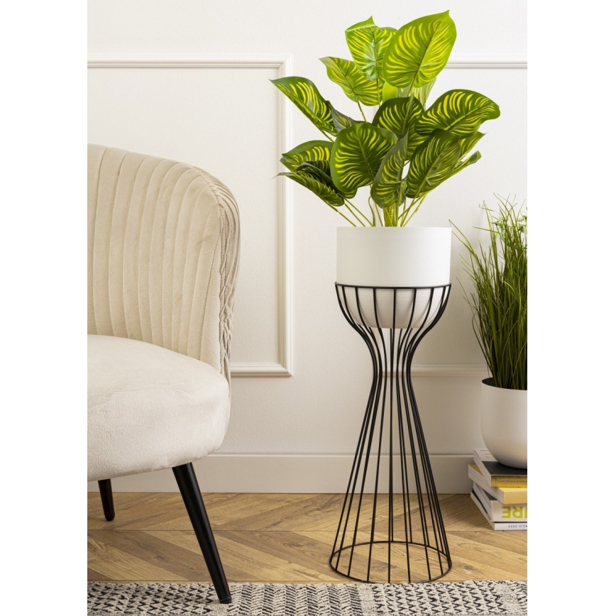 Metallist lillepott LOFT 68x20 cm must/valge
