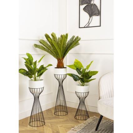Metallist lillepott LOFT 68x20 cm must/valge