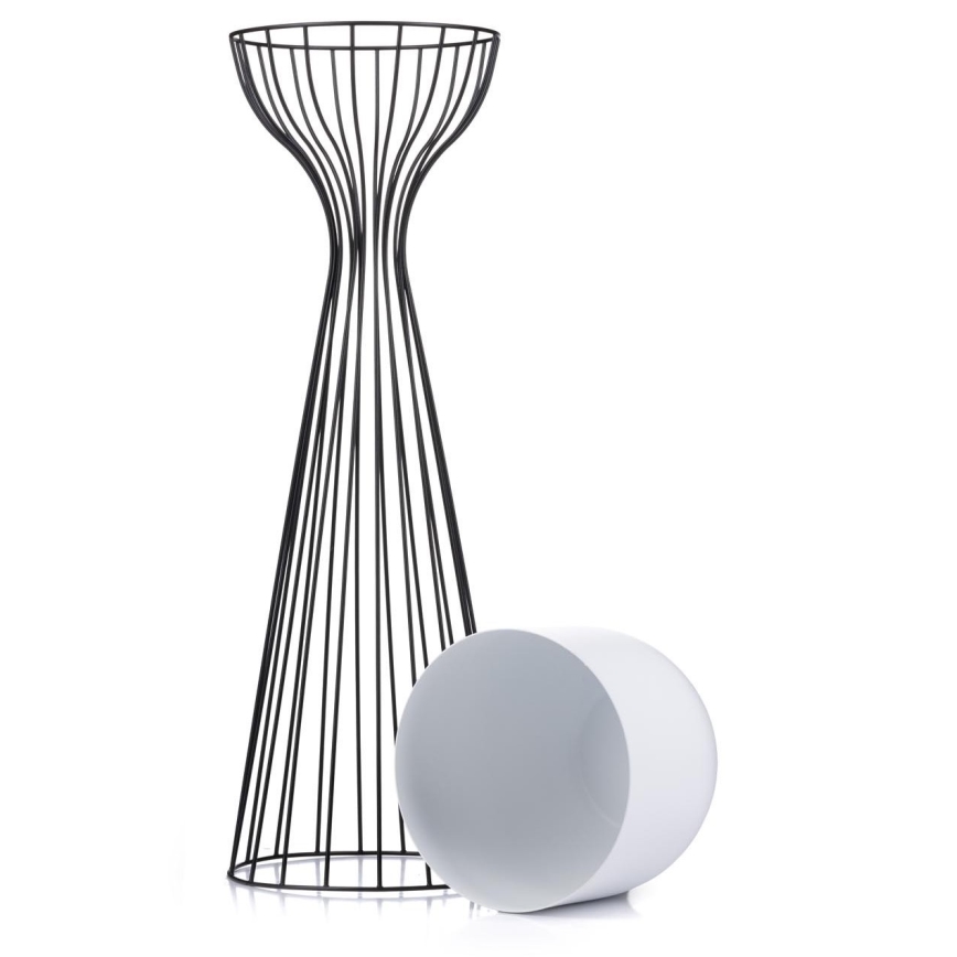 Metallist lillepott LOFT 68x20 cm must/valge