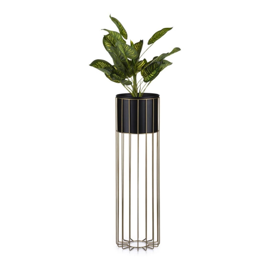 Metallist lillepott LOFT 70x20 cm kuldne/must