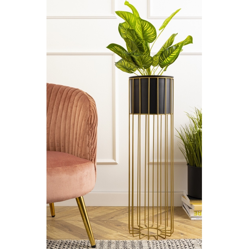 Metallist lillepott LOFT 70x20 cm kuldne/must