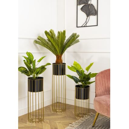 Metallist lillepott LOFT 70x20 cm kuldne/must