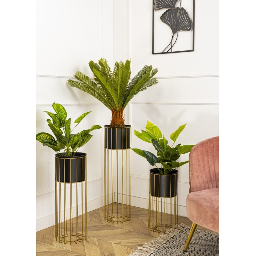 Metallist lillepott LOFT 70x20 cm kuldne/must