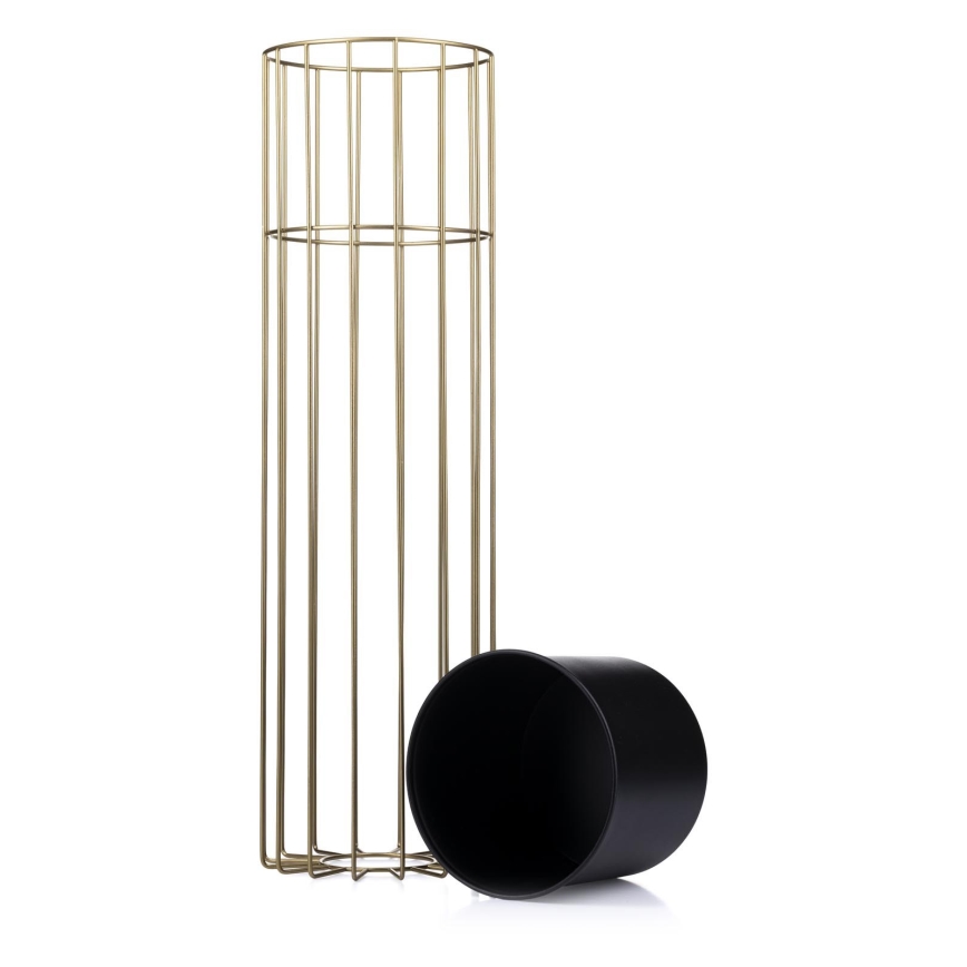 Metallist lillepott LOFT 70x20 cm kuldne/must