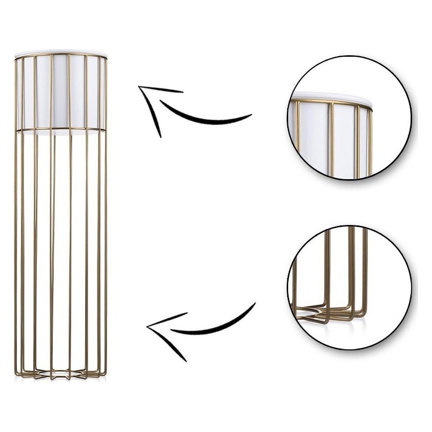 Metallist lillepott LOFT 70x20 cm kuldne/valge