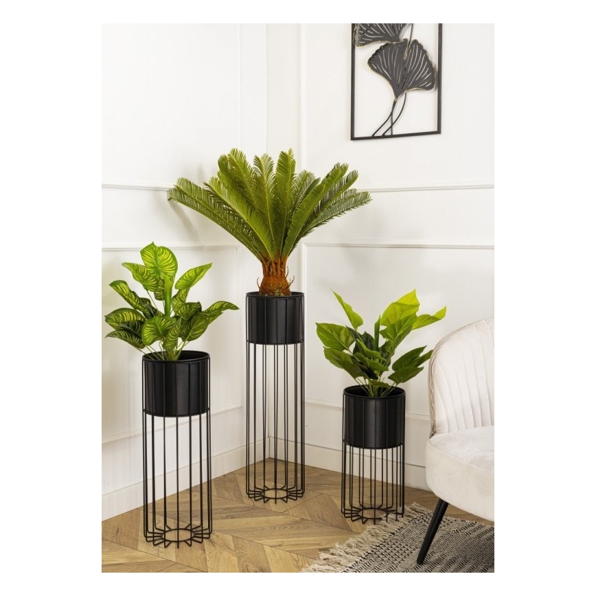 Metallist lillepott LOFT 70x20 cm must
