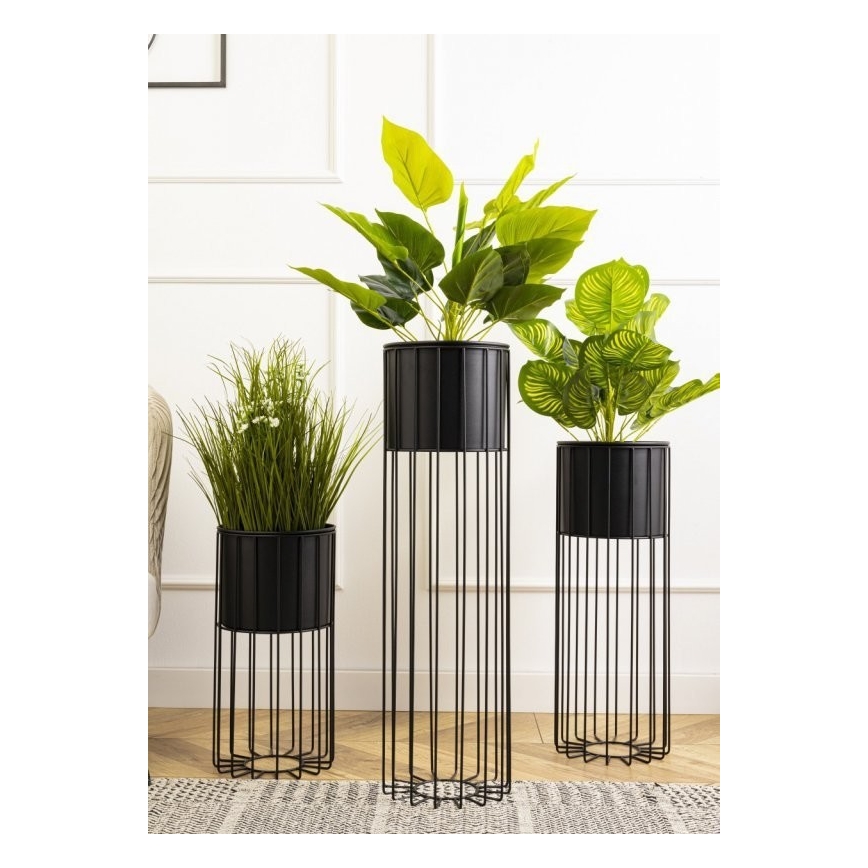 Metallist lillepott LOFT 70x20 cm must