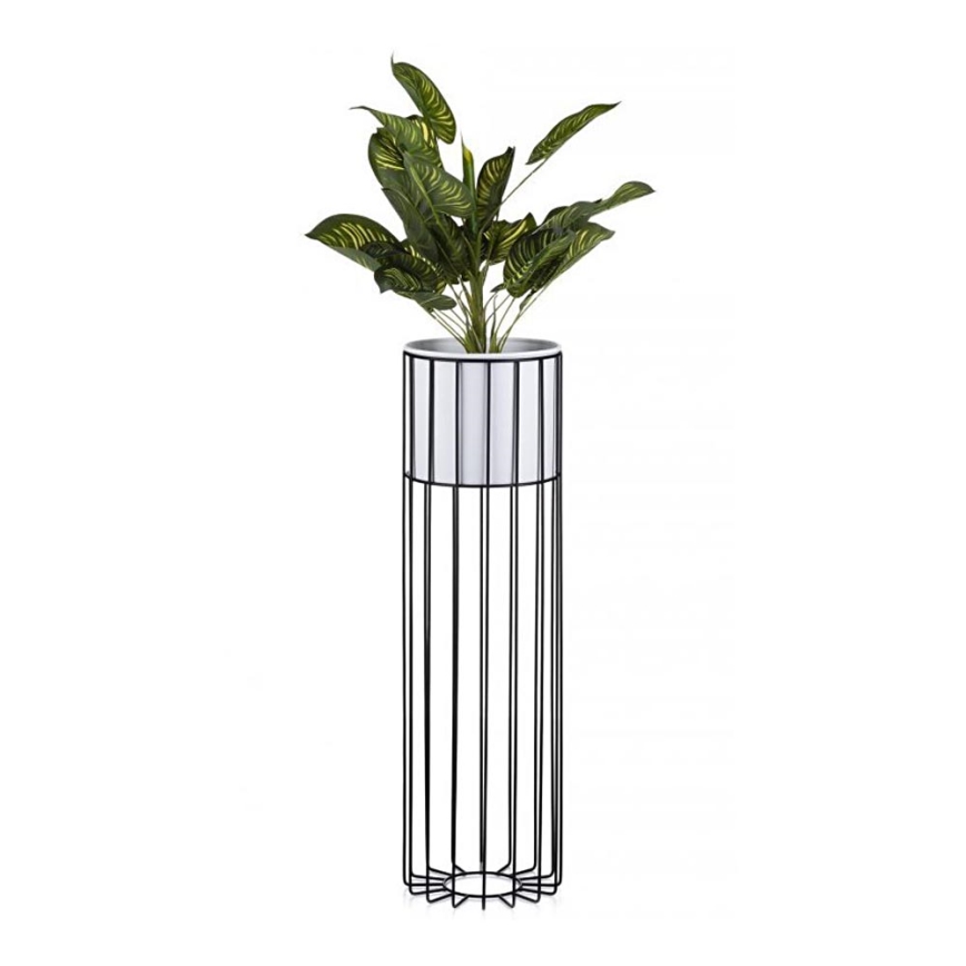 Metallist lillepott LOFT 70x20 cm must/valge
