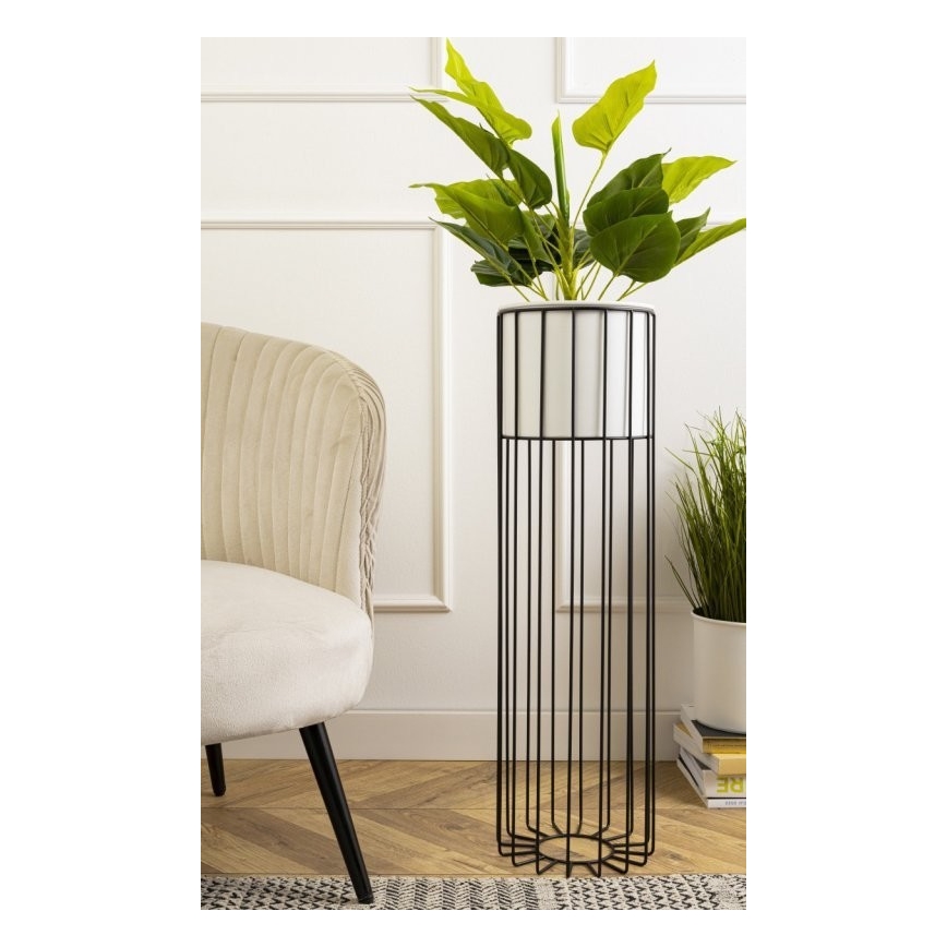 Metallist lillepott LOFT 70x20 cm must/valge
