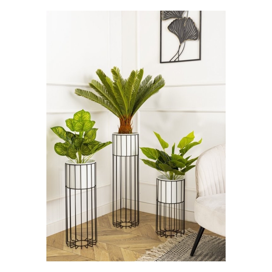 Metallist lillepott LOFT 70x20 cm must/valge
