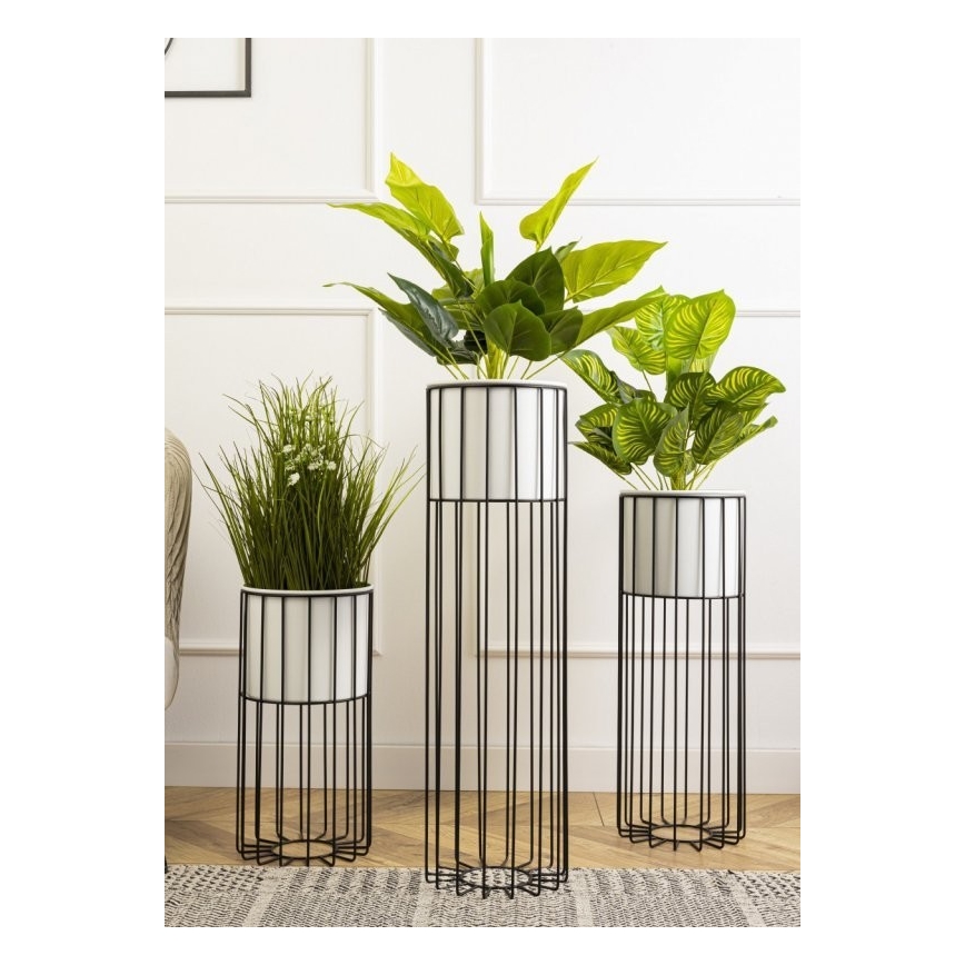 Metallist lillepott LOFT 70x20 cm must/valge