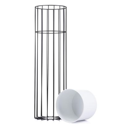 Metallist lillepott LOFT 70x20 cm must/valge