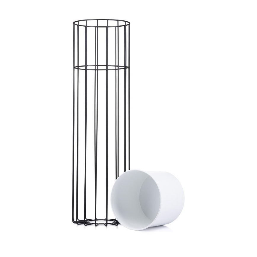 Metallist lillepott LOFT 70x20 cm must/valge
