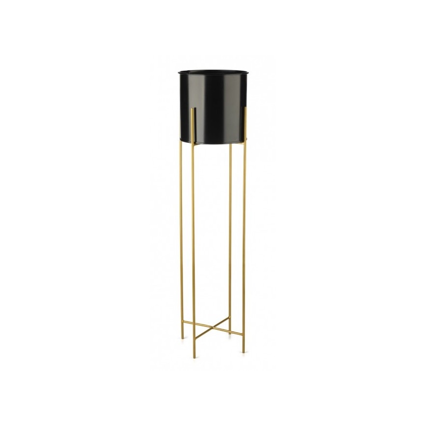 Metallist lillepott OSLO 95x17 cm must/kuldne