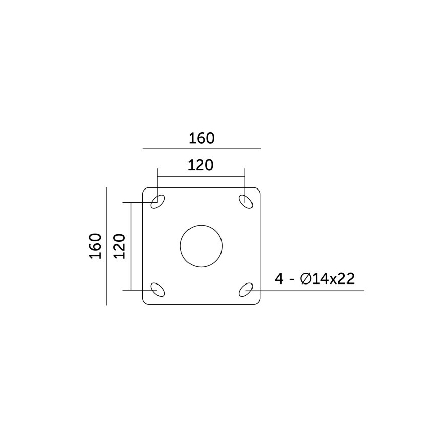 Metallist mast välisvalgustuseks BASE, 4 m, läbimõõduga 60 mm, must