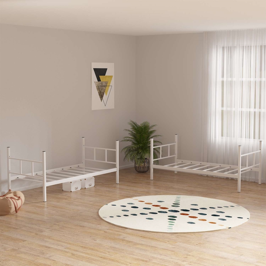 Metallist narivoodi MAVEN 90x200 cm valge kandevõime 2x100 kg