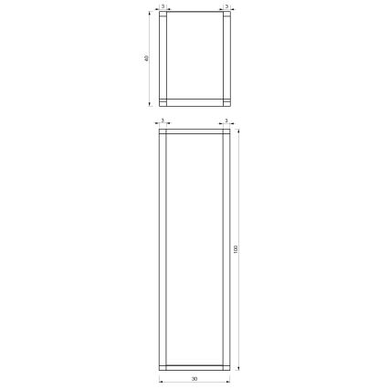 Metallist puukorv 100x30 cm must