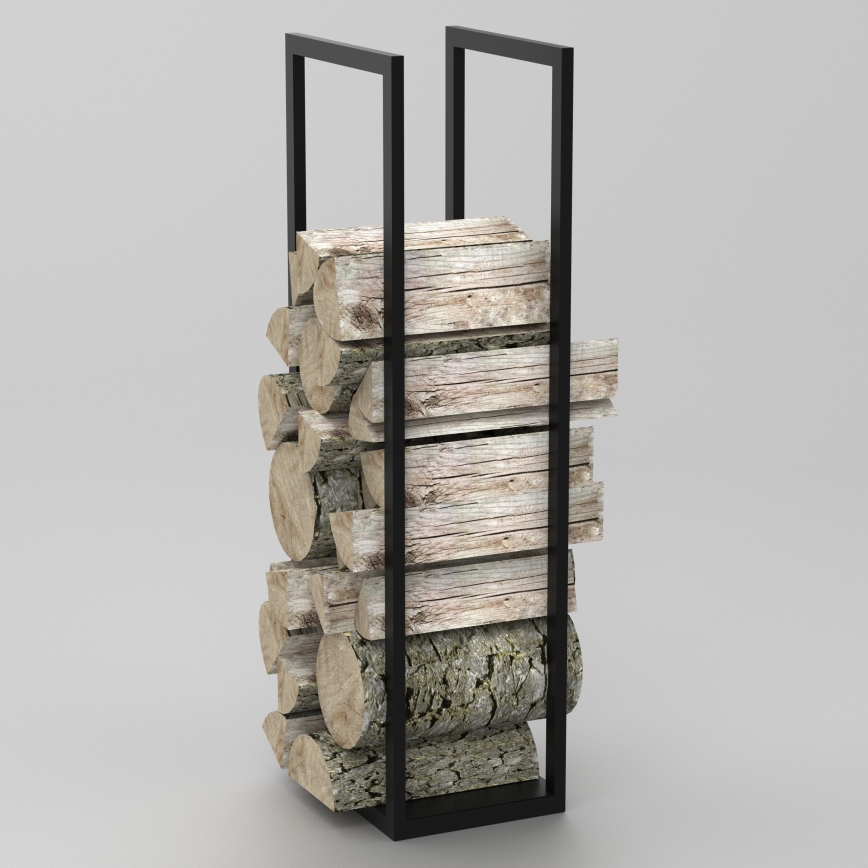 Metallist puukorv 120x40 cm must