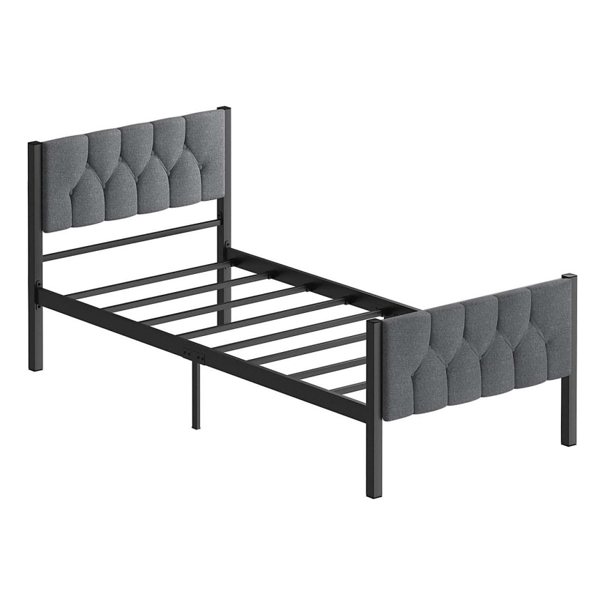 Metallist üheinimesevoodi KAROM 90x200 cm, hall, kandevõime 120 kg