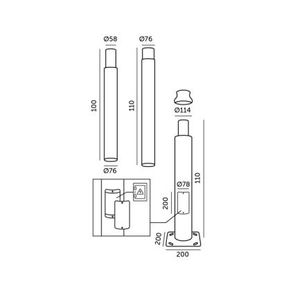 Metallist varras välisvalgustuse postile BASE, 3 m, hall