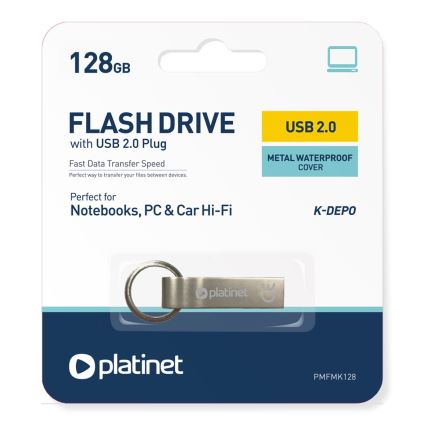 Metallist veekindel Flash Disk USB 128GB matt kroom
