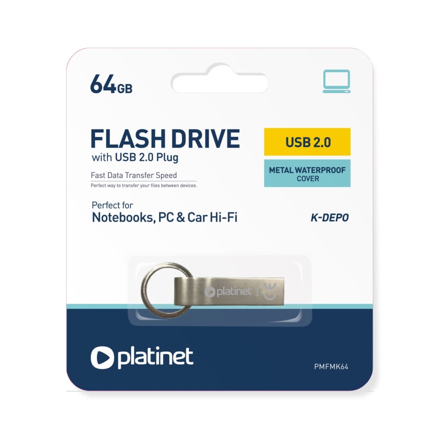 Metallist veekindel Flash Disk USB 64GB matt kroom