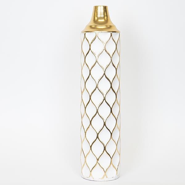 Metallvaas 60,5x14 cm valge/kuldne