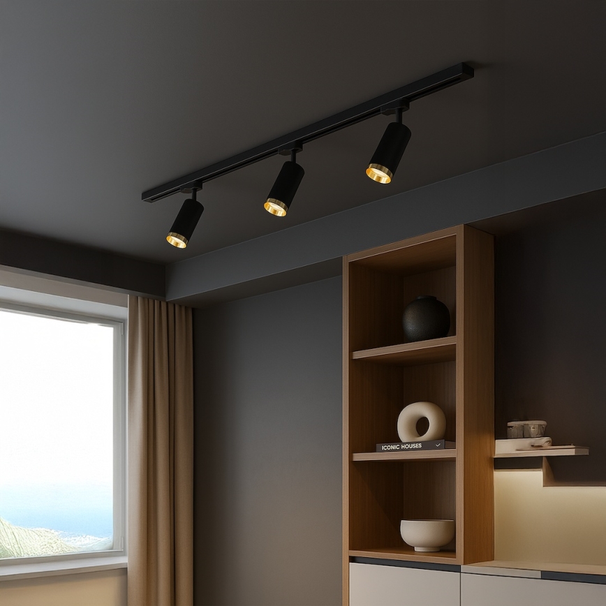 MICA liistusüsteemi suunatav valgusti 3xGU10/10W/230V must/kuldne