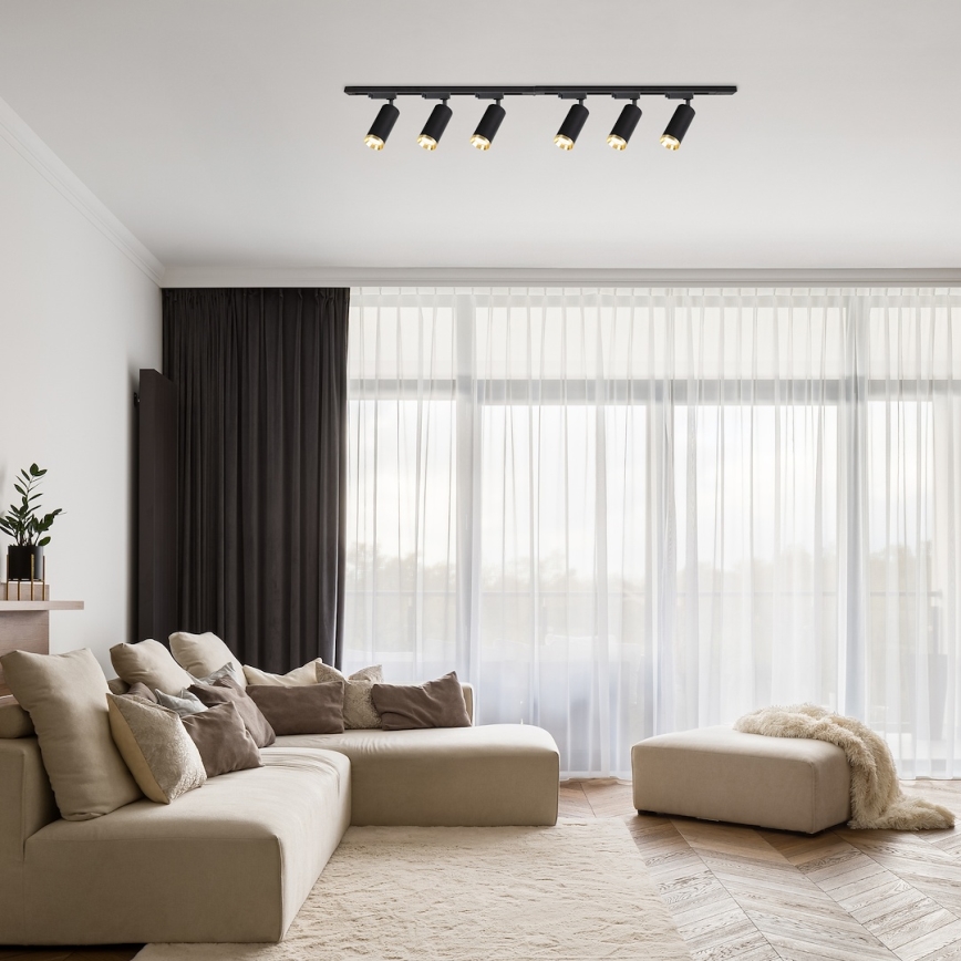 MICA rööpsüsteemi suunatav valgusti 6xGU10/10W/230V must/kuldne