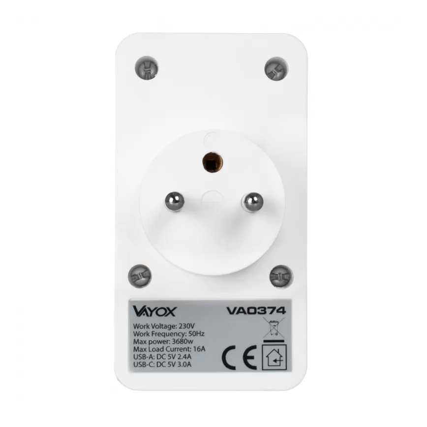 Mitmikpistik 2× pistikupesa + 2× USB-C + 2× USB-A